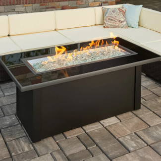 Outdoor Greatroom Monte Carlo Linear Gas Fire Pit Table in Black - MCR-1242-BLK-B