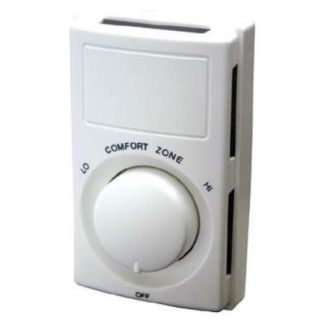 Qmark Wall Mount Thermostat, Snap Action, Single-Pole, 22 Amp, 120V-240V, White - MS26