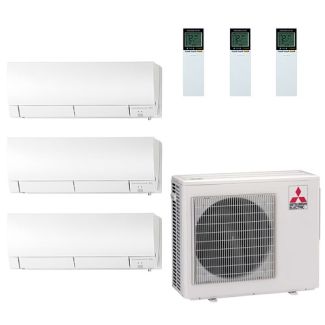 28,400 BTU Mitsubishi FX-Series 20 SEER2 Three Zone Wall Mounted Mini Split Hyper Heat Pump System
