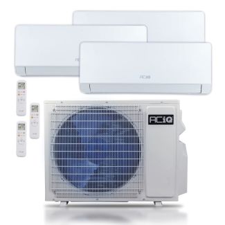 24,000 BTU ACIQ Essentials 23.0 SEER2 Tri Zone Wall Mount Mini Split Heat Pump System w/ 15ft Line Set- R32 | 230V - 9 + 9 + 9
