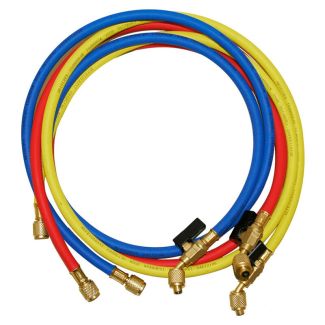 Navac Refrigerant Hose Set, 5'x3 (R, B, Y), 45°, Ball Valve - NH5SC