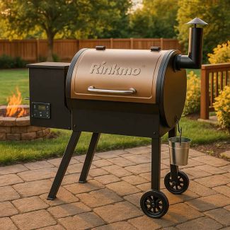 RINKMO 8-In-1 Wood Pellet Grill and Smoker PID Controller Outdoor BBQ Grill - NB-BQ15