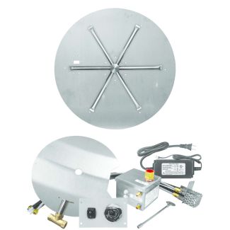Firegear 44-Inch DIY Round Flat Pan Fire Pit Burner Kit With Remote - FPB-44DBSAWS-N