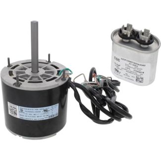 Reznor replacement fan motor assembly with capacitor, wiring harness, and mounting hardware. - RZ196245