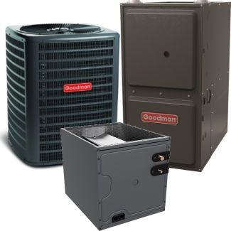 3.5 Ton 13.4 SEER2 80% AFUE 80,000 BTU Goodman Low NOx Gas Furnace and R32 Air Conditioner System - Upflow - GLXS3BN4210 / CAPFA6030C3 / GR9S800805CX