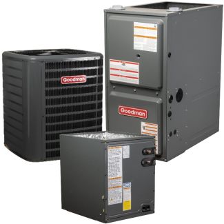 2.5 Ton 14.3 SEER2 96% AFUE 60000 BTU Goodman Gas Furnace and R32 Heat Pump System - Downflow - GLZS4BA3010 / CAPTA3626B3 / GD9S960603BN