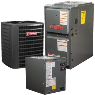 3 Ton 15.2 SEER2 96% AFUE 80000 BTU Goodman Gas Furnace and R32 Heat Pump System - Upflow - GLZS4BA3610 / CAPTA3626C3 / GR9S960804CN