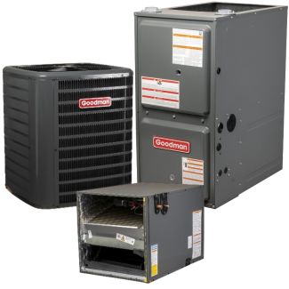 2.5 Ton 14.3 SEER2 96% AFUE 60000 BTU Goodman Gas Furnace and R32 Heat Pump System - Horizontal - GLZS4BA3010 / CHPTA3026B3 / GD9S960603BN