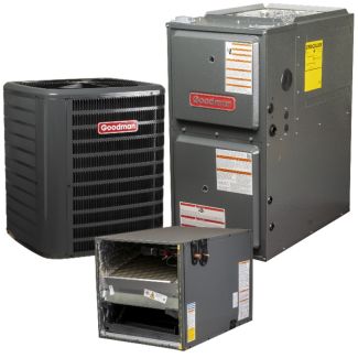 2.5 Ton 14.3 SEER2 96% AFUE 60000 BTU Goodman Ultra-Low NOx Gas Furnace and R32 Heat Pump System - Horizontal - GLZS4BA3010 / CHPTA3026B3 / GR9S960603BU