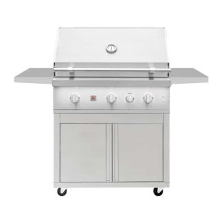 Summerset 36" Quest 3 Burner Freestanding Gas Grill with Rotisserie Burner, LED Lights, & Accessory Kit with Cart for Propane - QST36-LP / CART-QST36-DC