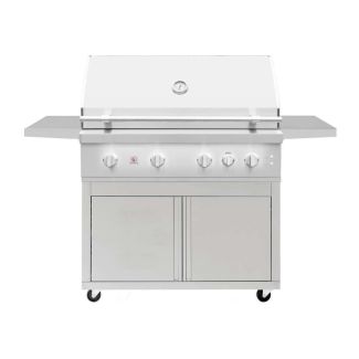 Summerset 42" Quest 4 Burner Freestanding Gas Grill with Rotisserie Burner, LED Lights, & Accessory Kit with Cart for Propane - QST42-LP / CART-QST42-DC