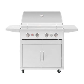 Summerset 32" Sizzler PRO 4 Burner Freestanding Gas Grill with Rotisserie Burner & Interior/Exterior Lights with Cart for Natural Gas - SZRPRO32 / CART-SZR32
