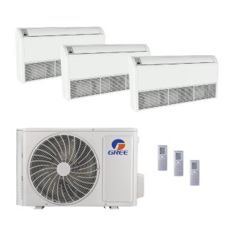Gree All Match 24,000 BTU 21 SEER2 Tri Zone Floor/Ceiling Mount Mini Split Heat Pump System - R32 | 230V - 9 + 9 + 9 - MUL24HP230V1R32AO / 3-FLR09HP230V1R32AH