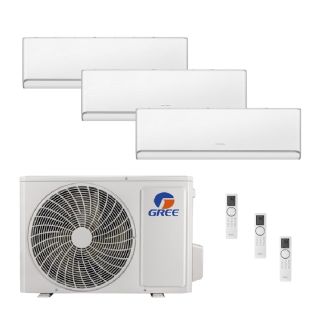 42,000 BTU Gree Sapphire 21 SEER2 Tri Zone Wall Mount Mini Split Heat Pump System - R32 | 230V - 9 + 9 + 18