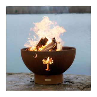 Fire Pit Art Wood Fire Pit- Tropical Moon