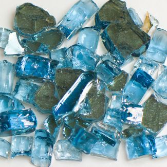 American Specialty Glass - Fire Glass - Blue Reflective - 1/4 Inch to 3/8 Inch