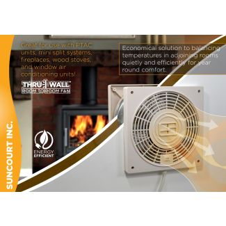 Suncourt Thruwall 2-Speed Room to Room Transfer Fan with Airflow Adaptor Plates