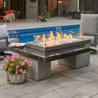 Outdoor Greatroom Uptown Linear Gas Fire Pit Table in Coastal Grey - UPT-1242-CGR-B