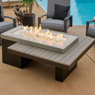 Outdoor Greatroom Uptown Linear Gas Fire Pit Table in Black - UPT-1242-B