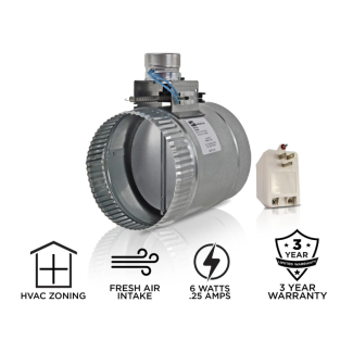 Suncourt Zonemaster 6" Fully Adjustable Motorized Airflow Control Damper Normally Closed