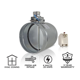 Suncourt Zonemaster 8" Fully Adjustable Motorized Airflow Control Damper Normally Closed
