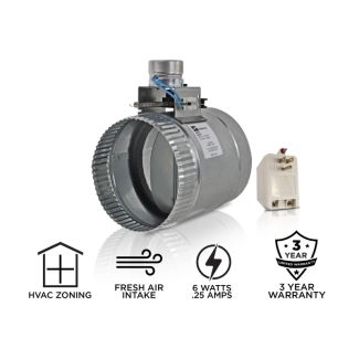 Suncourt Zonemaster 6" Fully Adjustable Motorized Airflow Control Damper Normally Open