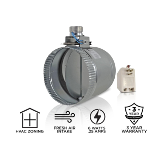 Suncourt Zonemaster 8" Fully Adjustable Motorized Airflow Control Damper Normally Open