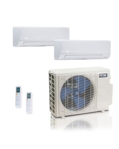 36,000 BTU ACiQ Standard 24 SEER2 Dual Zone Wall Mount Mini Split Heat Pump System - R454B | 230V - 12 + 18