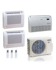 27,000 BTU ACiQ Extreme 23 SEER2 3 Zone Floor Mount Mini Split Heat Pump System - R454B | 230V - 9 + 9 + 18