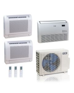 36,000 BTU ACiQ Standard 24 SEER2 3 Zone Floor Mount Mini Split Heat Pump System - R454B | 230V - 9 + 9 + 18