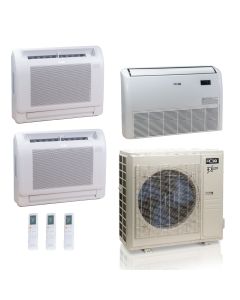 36,000 BTU ACiQ Extreme 23 SEER2 3 Zone Floor Mount Mini Split Heat Pump System - R454B | 230V - 9 + 9 + 18