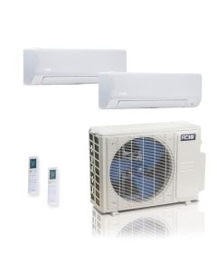 18,000 BTU ACiQ Standard 25.1 SEER2 Dual Zone Wall Mount Mini Split Heat Pump System - R454B | 230v - 9+12