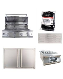 Buck Grill 32" 4 Burner Built In Stainless Steel Gas Grill with Lights  + Professional Outdoor Kitchen Package - BG 32BUCKGRILL-PKG-2