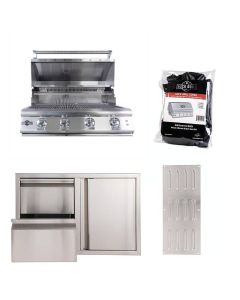 Buck Grill 32-Inch 4-Burner Built-In Gas Grill 304SS W/Lights & Outdoor Kitchen Package Options - BG 32BUCKGRILL-PKG-4