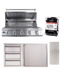 Buck Grill 40" 5 Burner Built In Stainless Steel Gas Grill with Lights  + Professional Outdoor Kitchen Package - BG 40BUCKGRILL-PKG-4