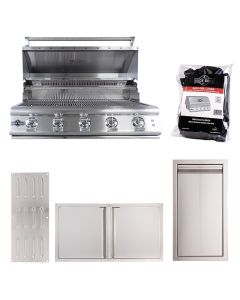 Buck Grill 40" 5 Burner Built In Stainless Steel Gas Grill with Lights  + Professional Outdoor Kitchen Package - BG 40BUCKGRILL-PKG-5