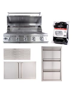 Buck Grill 40" 5 Burner Built In Stainless Steel Gas Grill with Lights  + Professional Outdoor Kitchen Package - BG 40BUCKGRILL-PKG-6
