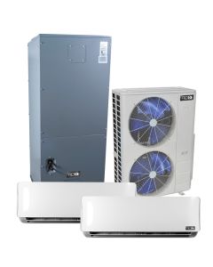 36,000 BTU ACiQ 3- Zone Wall Mounted Mini Split System w/ Central Air Handler 9+9+18