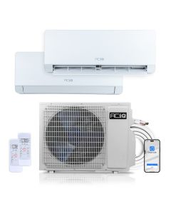 24,000 BTU ACIQ Essentials 23.0 SEER2 Dual Zone Wall Mount Mini Split Heat Pump System w/ 15ft Line Set - R32 | 230V - 12 + 18