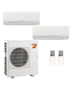 Mitsubishi 20,000 BTU GX-Series 19.3 SEER2 Dual Zone Wall Mounted Mini Split Hyper Heat Pump System – R454B | 230V - 9 + 12