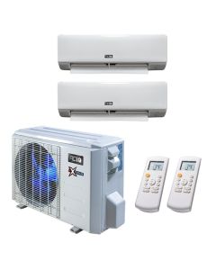 27,000 BTU 23 SEER2 ACiQ 2-Zone Wall Mounted Mini Split System - Extreme Series - WiFi Enabled - 9+12