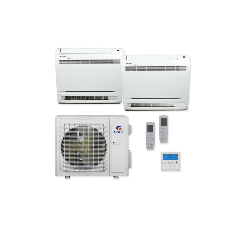 Gree 24,000 BTU 21 SEER Dual Zone Mini Console Heat Pump System 12+12 - MULTI24HP230V1CO / 2-CONS12HP230V1AF