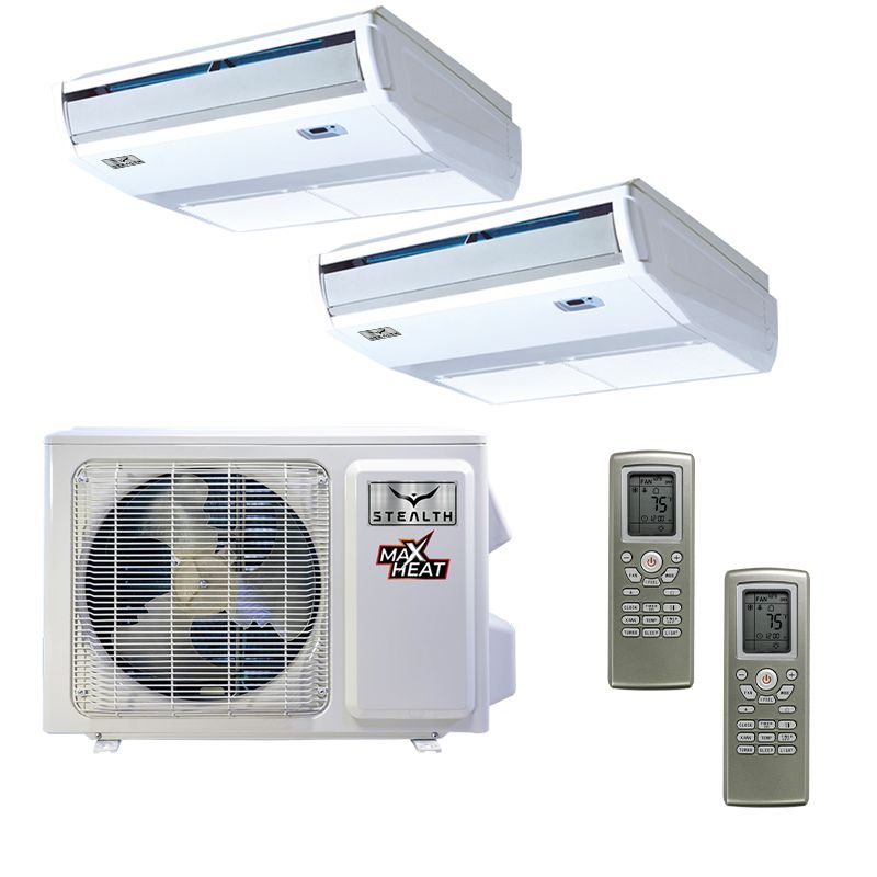 Stealth 18,000 BTU 23 SEER Dual Zone Floor Mounted Designer+ Heat Pump System 9+12 - SC-18Z-HH-M2 / SC-09FM-HP230 / SC-12FM-HP230