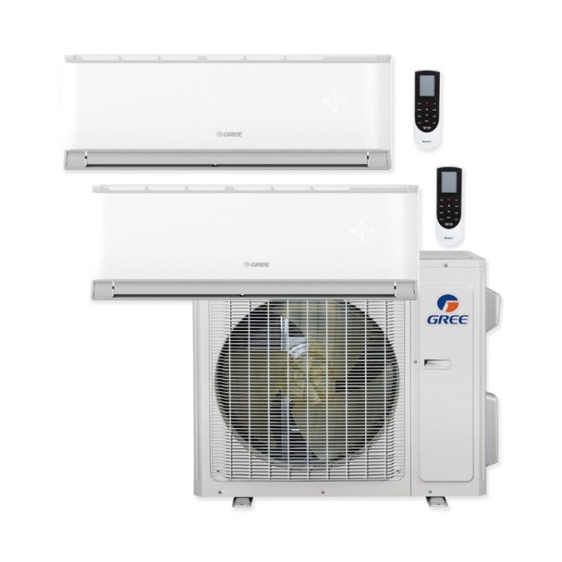 Gree 18,000 BTU 23 SEER Dual Zone Wall Mounted Heat Pump System 9+12 - MULTIU18HP230V1DO / LIVV09HP230V1AH / LIVV12HP230V1AH