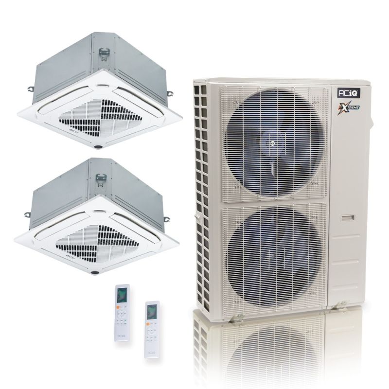 48,000 BTU 23.4 SEER2 ACiQ Mini Split System w/ 2 24k Ceiling Cassette Air Handler 24+24 - R410A - ES-48Z-M5B / 2-ACIQ-24CC-HH-MB