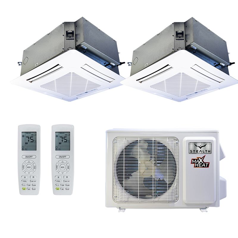 Stealth 24,000 BTU 23 SEER Designer+ Dual Zone Ceiling Cassette Heat Pump System 18+18 - SC-27Z-HH-M3 / SC-18CC-HP230-2