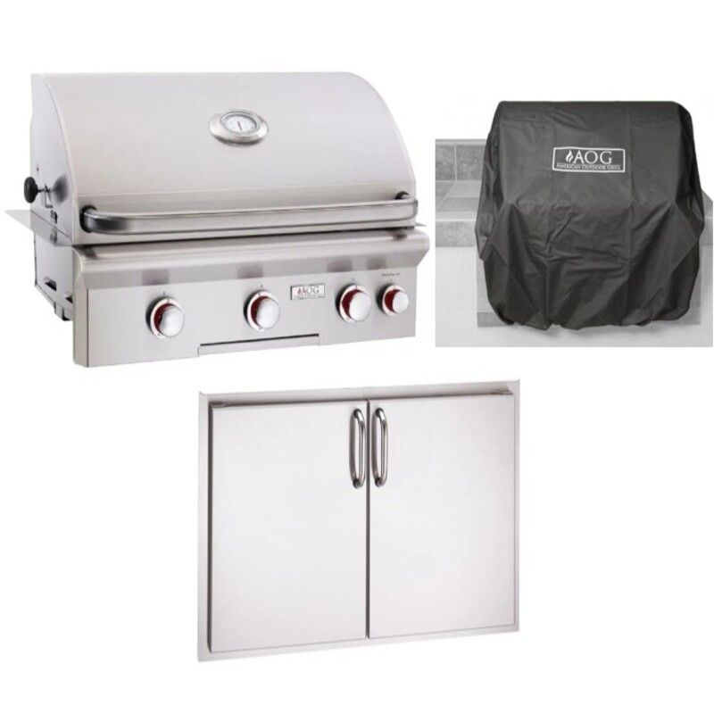 AOG 30-Inch 3-Burner Built-In Gas Grill W/Outdoor Kitchen Package Options - 30NBT
