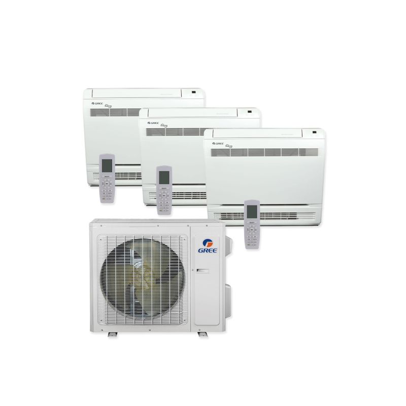 Gree 36,000 BTU 21 SEER Tri Zone Mini Console Heat Pump System 12+12+18 - MULTI36HP230V1CO / 2-CONS12HP230V1AF / CONS18HP230V1AF