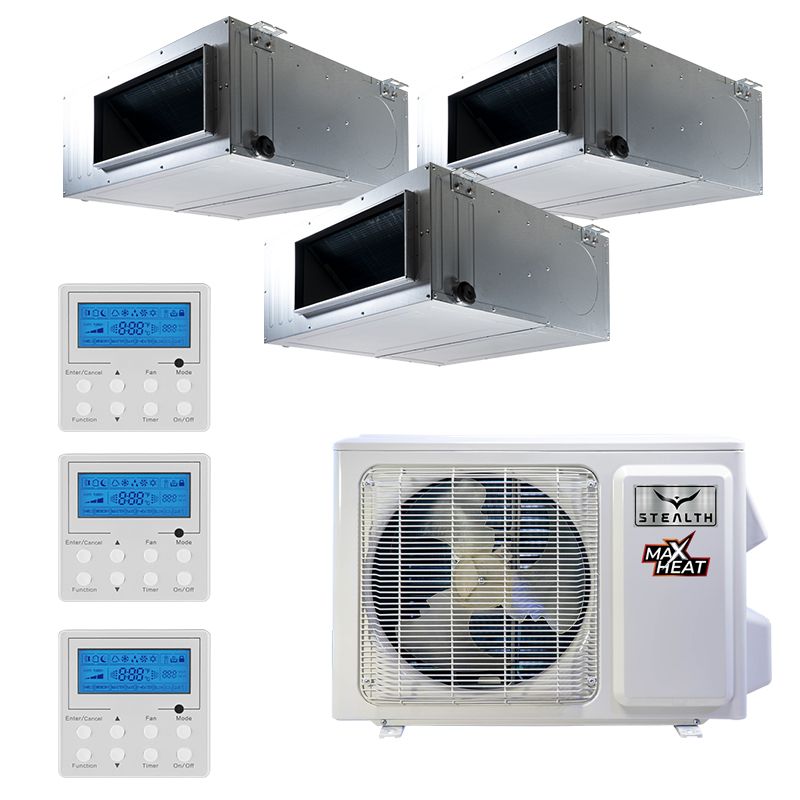 Stealth 42,000 BTU 14 SEER Tri Zone Concealed Duct Designer+ Heat Pump System 9+24+24 - SC-42Z-HH-M5 / SC-09CD-HP230 / SC-24CD-HP230 - 2