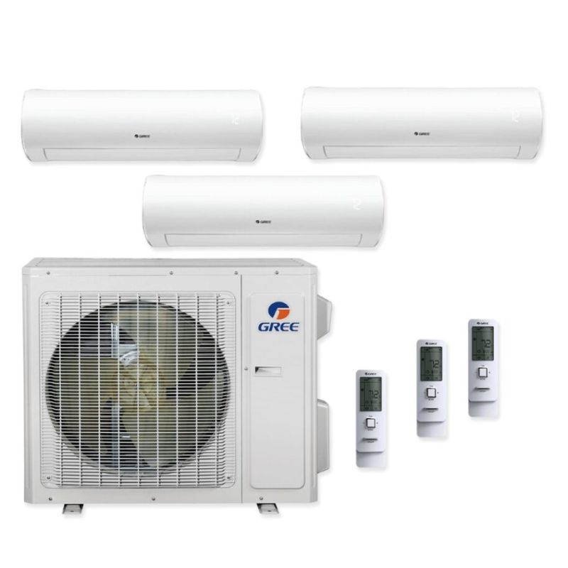 Gree 36,000 BTU 23 SEER Tri Zone Wall Mounted Heat Pump System 9+12+24 - MULTIU36 / SAP09 / SAP12 / SAP24